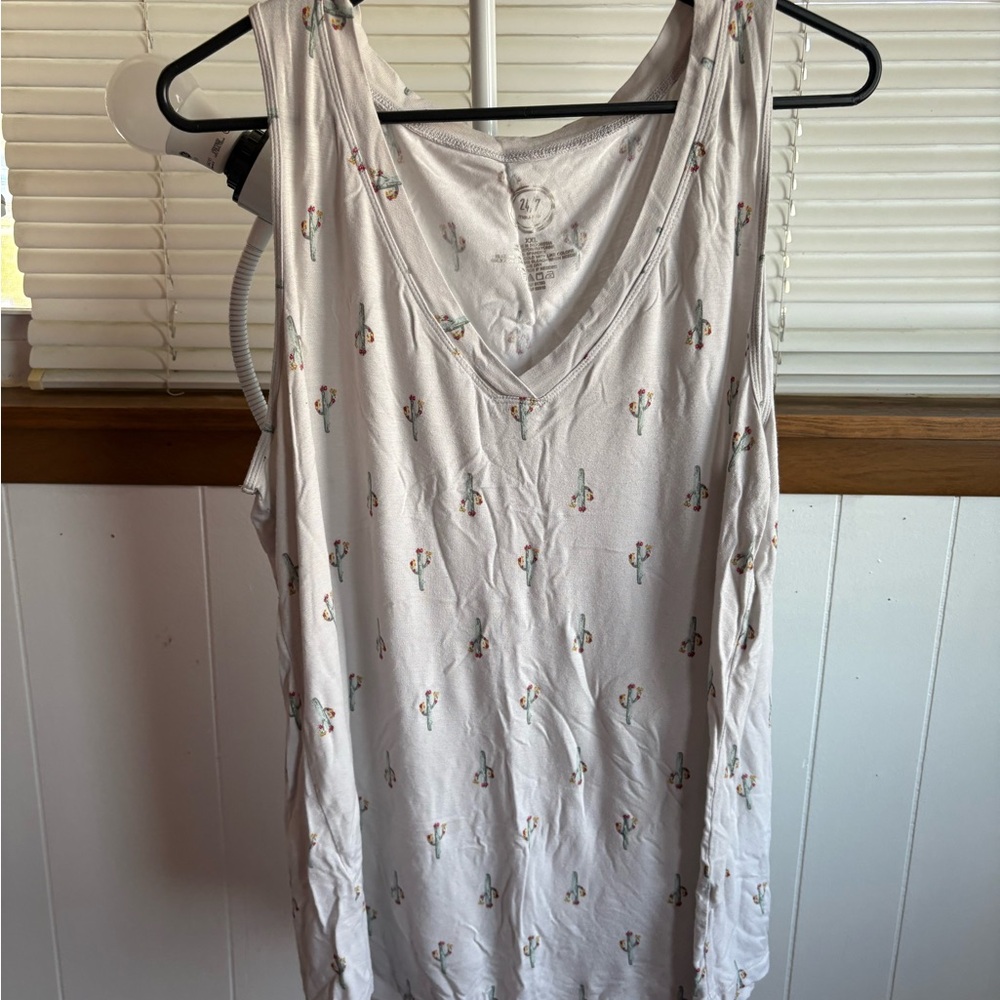 White Tank Top with Cactus Print Maurice’s